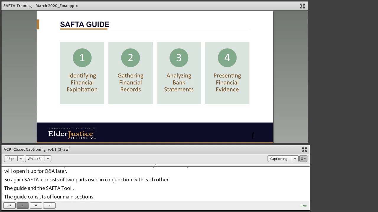 SAFTA Training: New Tool for Displaying Financial Records
