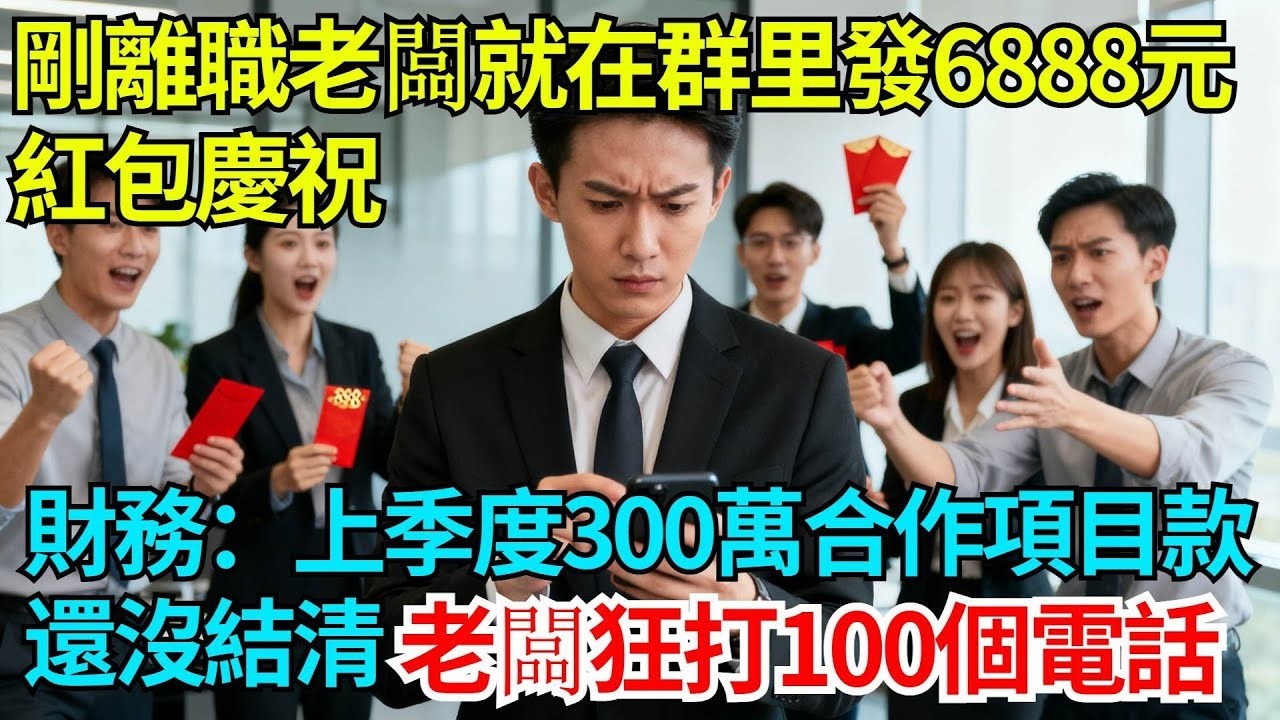 剛離職老闆就在群里發6888元紅包慶祝，3小時後財務來電：上季度300萬合作項目款還沒結清，老闆急了狂打100個電話【奇人社會誌】#故事#奇聞#民間故事#社會