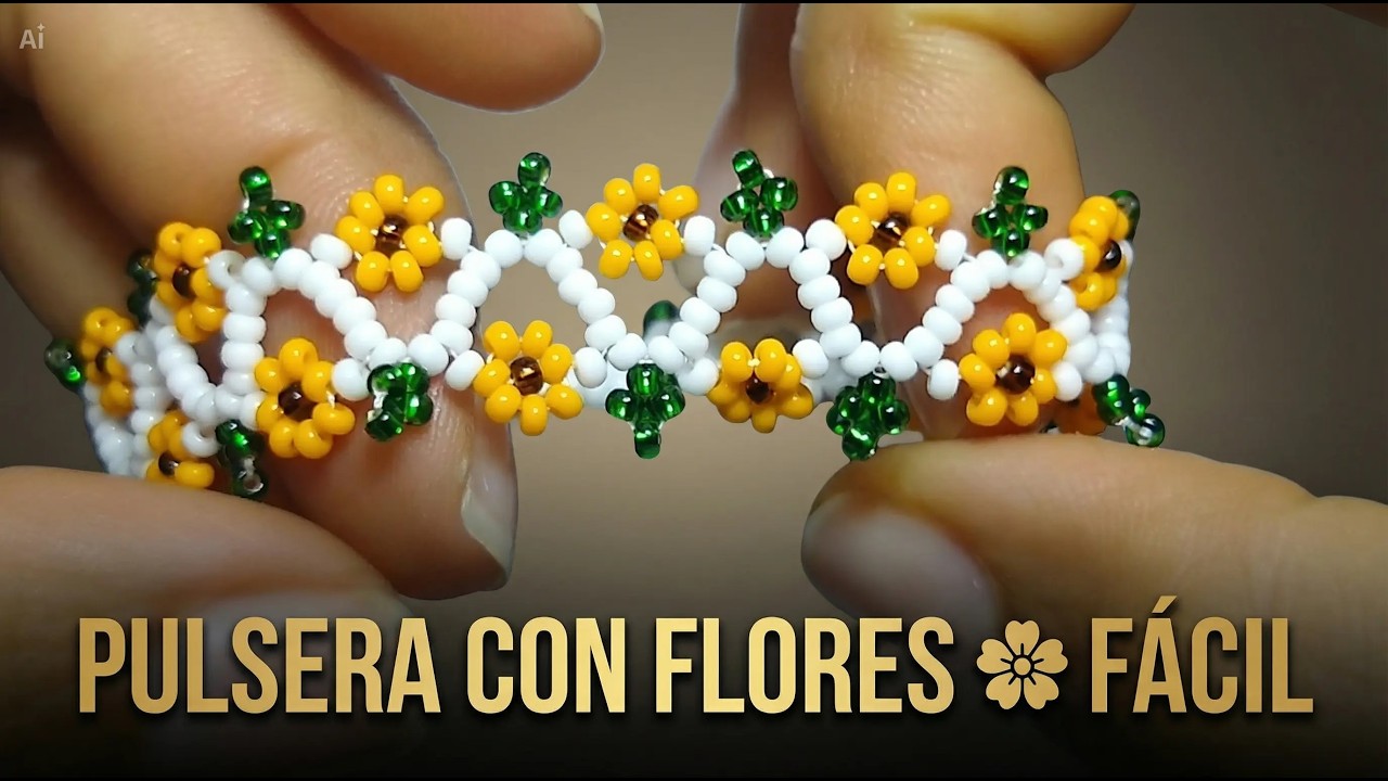 PULSERA En MOSTACILLA 🥰 Diseño de Flores🌻 | Tutorial Paso a Paso ✔️