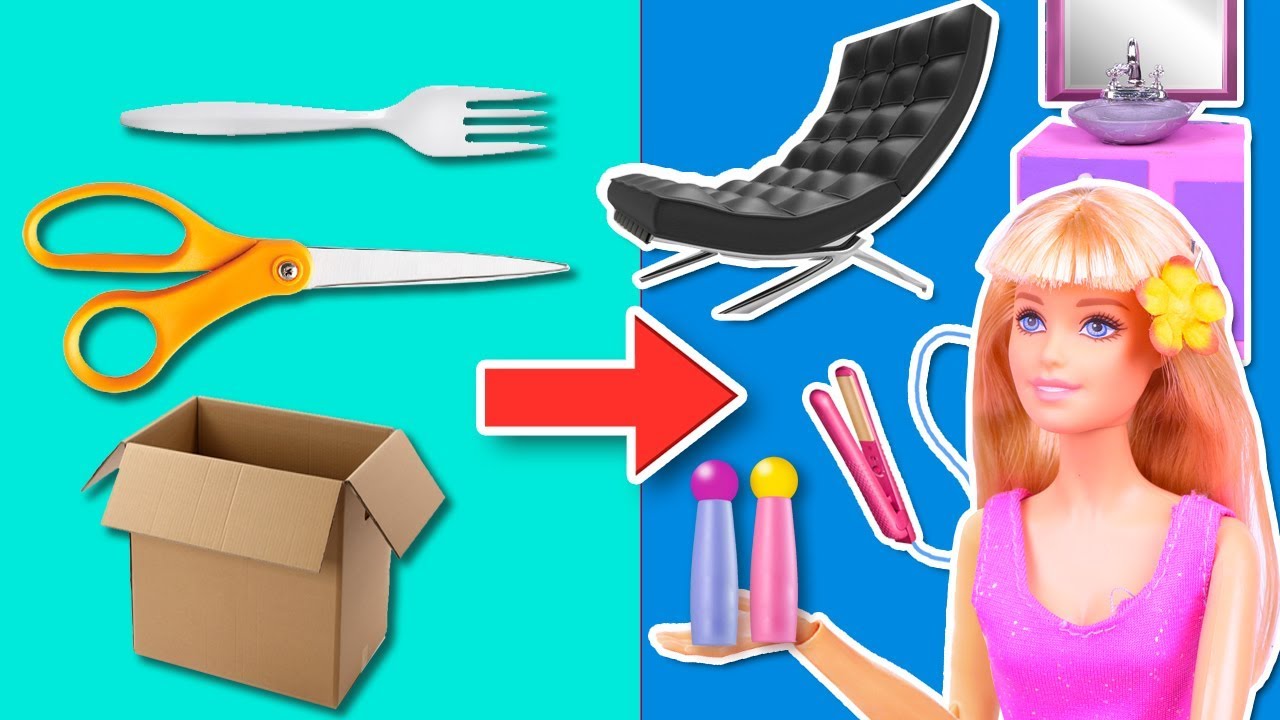 💅 MINIATURE Hair Salon ACCESSORIES and FURNITURE 💄 for your BARBIE DOLLS 💖 C&D