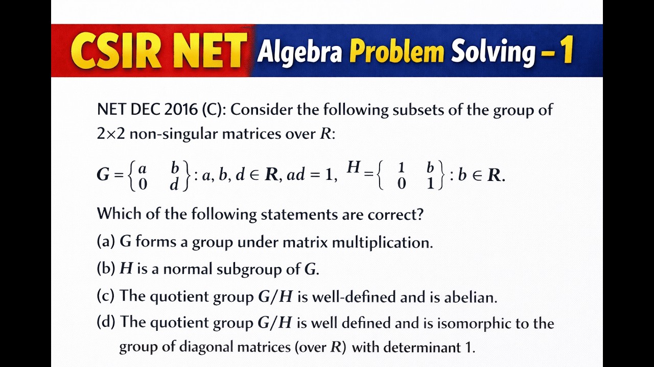 CSIR NET Algebra Problem Solving – 1 | Important Questions with Detailed Solutions
