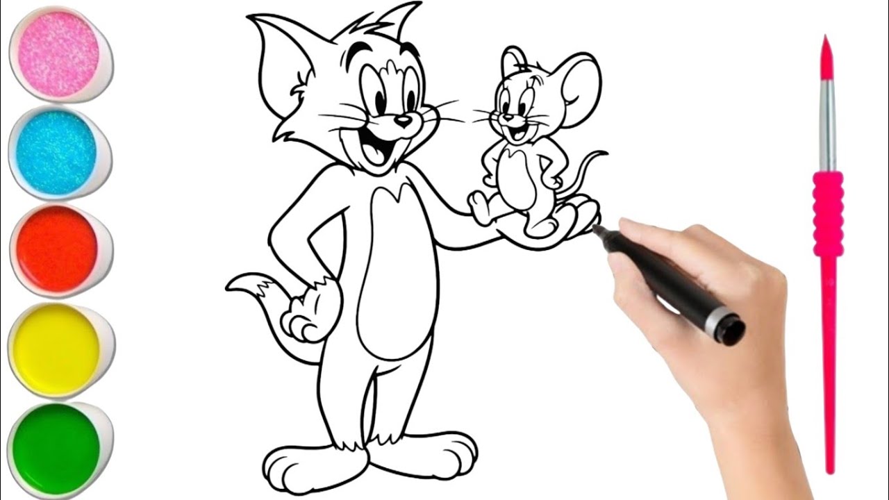 Tom & Jerry Drawing Painting and Coloring for Kids &Toddlers,How to Draw Tom and Jerry Easy Steps