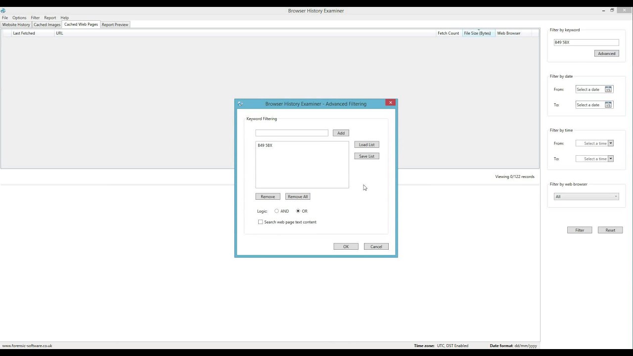 Browser History Examiner - Advanced Searching