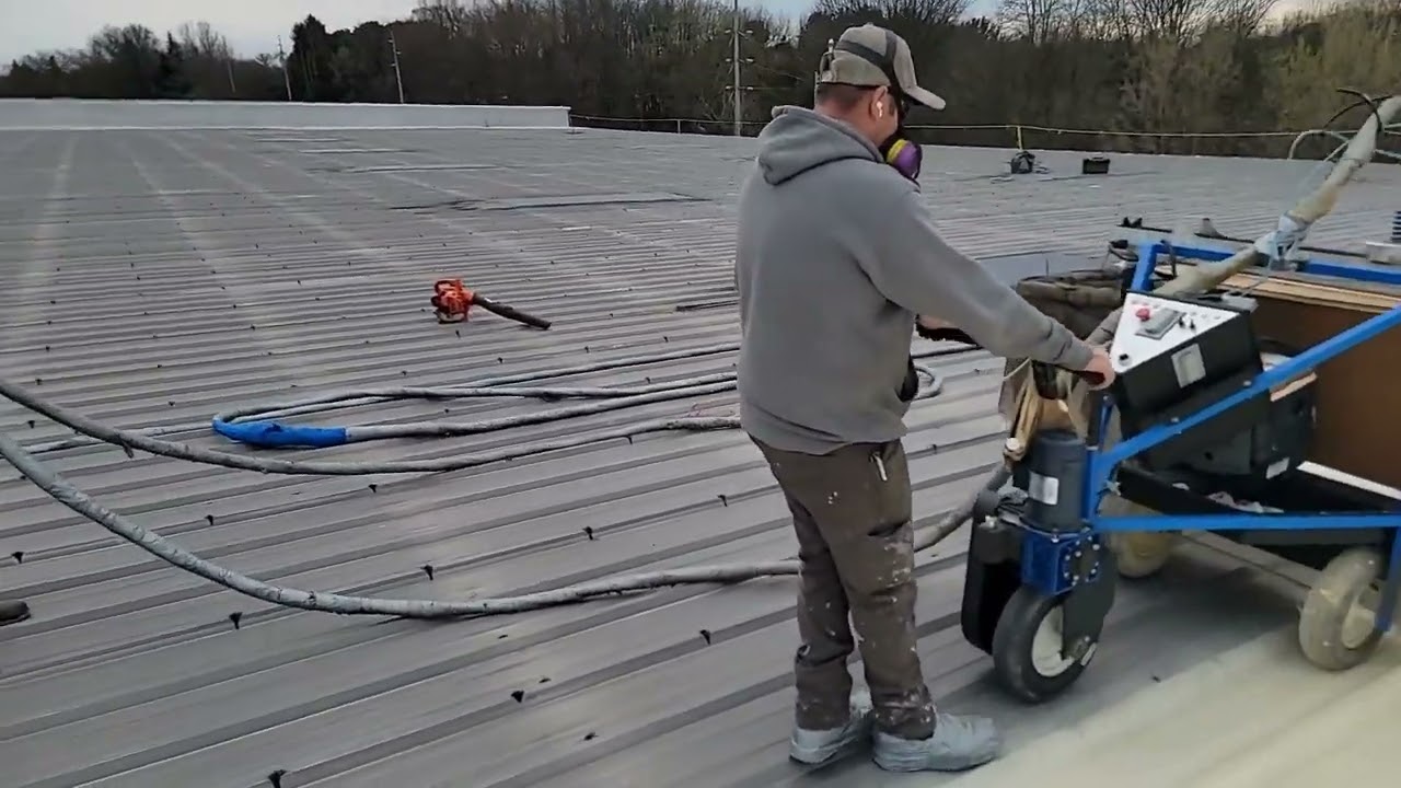 Spray Foam Roofing Robot and Human Installer #roofing #sprayfoam