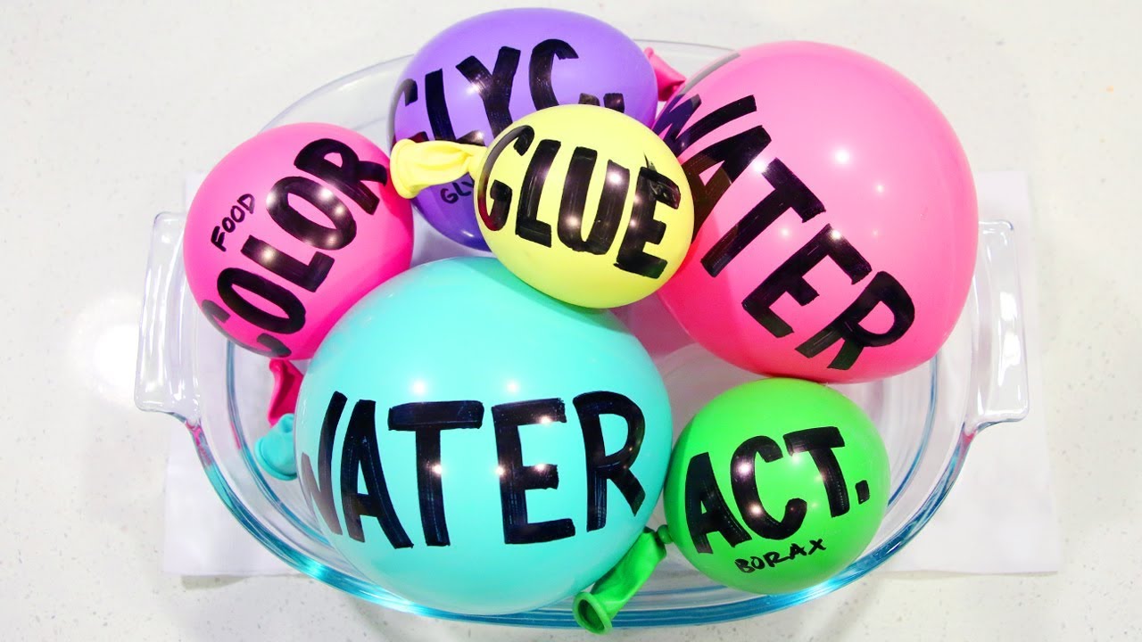 Making Jiggly Water Slime Mixed with Gold Foil with Satisfying Balloon Cutting!