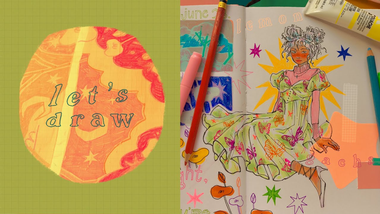 DRAW WITH ME ✰ chatty sketchbook spread!! ft. a little book review... & general thoughts