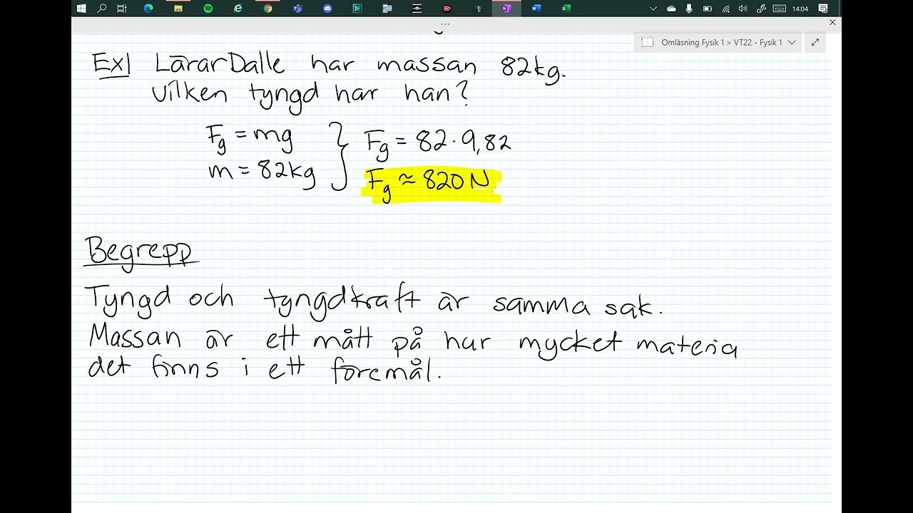 Fysik 1 - Repetition - Tyngdkraft och Normalkraft
