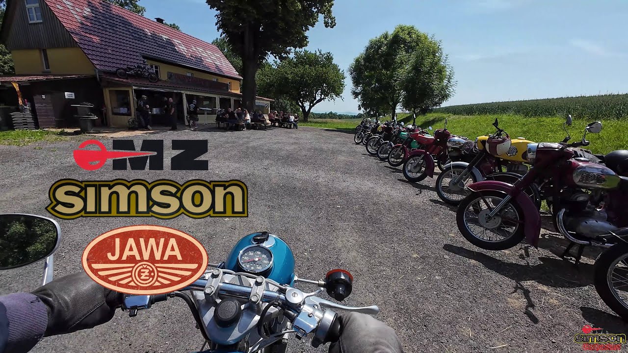 Ostrad Motorradtreffen Strahwalde / Ausfahrt MZ, Simson, JAWA, Kräftige DDR Klänge