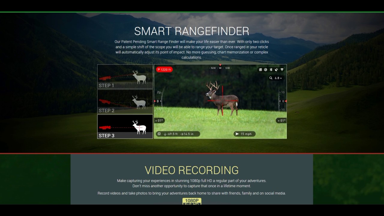 ATN X-Sight II 5-20 Smart Riflescope w/1080p Video, WiFi, GPS, Image Stabilization, Range Finder