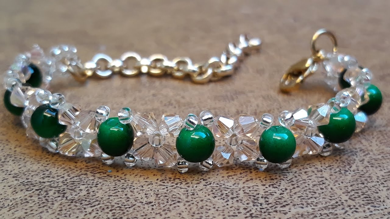 Fabulosa Pulsera de Cristales y Perlas...Clase #192!!!