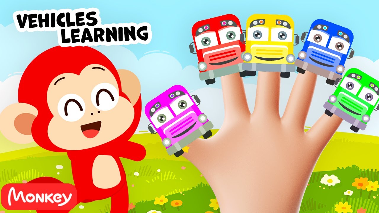 Transport Finger Family ️🎵🖐️🚗 Learn Street Vehicles | Monkey Junior Nursery Rhymes & Kids Songs