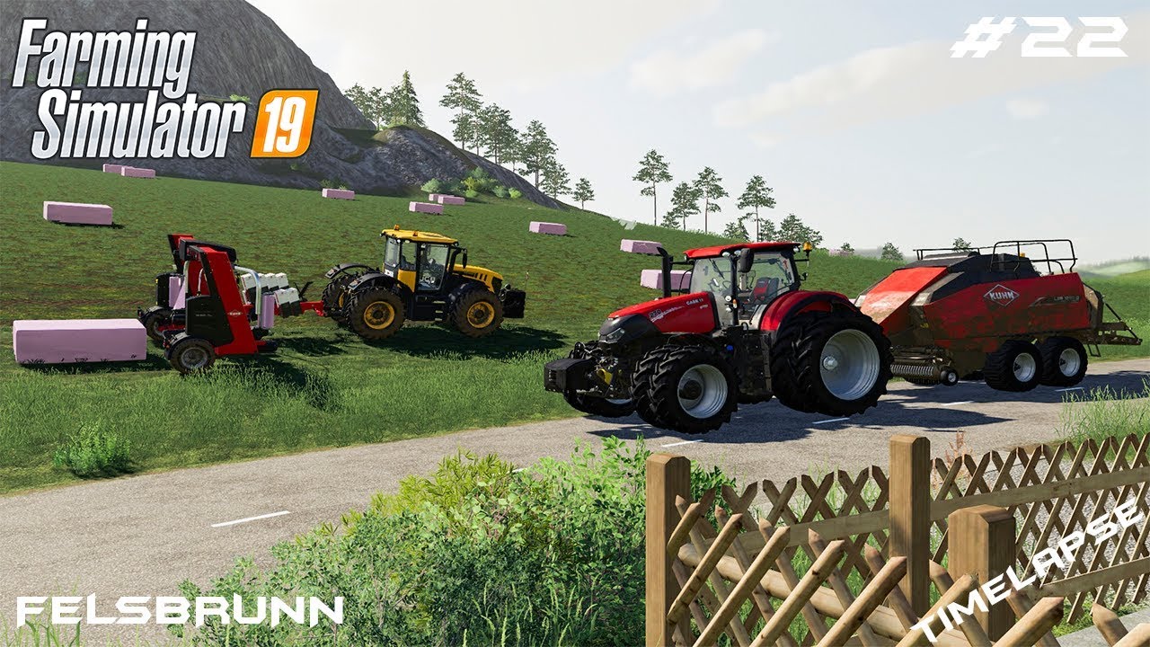 Baling and warping 152 bales | Animals on Felsbrunn | Farming Simulator 19 | Episode 22