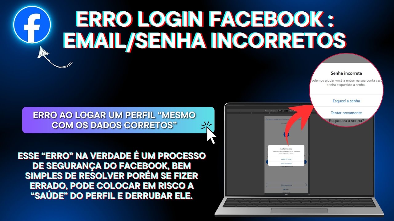 Erro login Facebook e-mail ou senha incorretos - Resolvido 2025