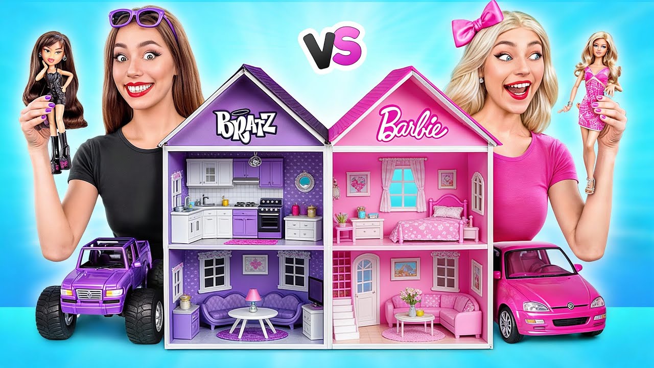 We Build Amazing Doll House | Barbie vs Bratz Challenge by Jelly DO