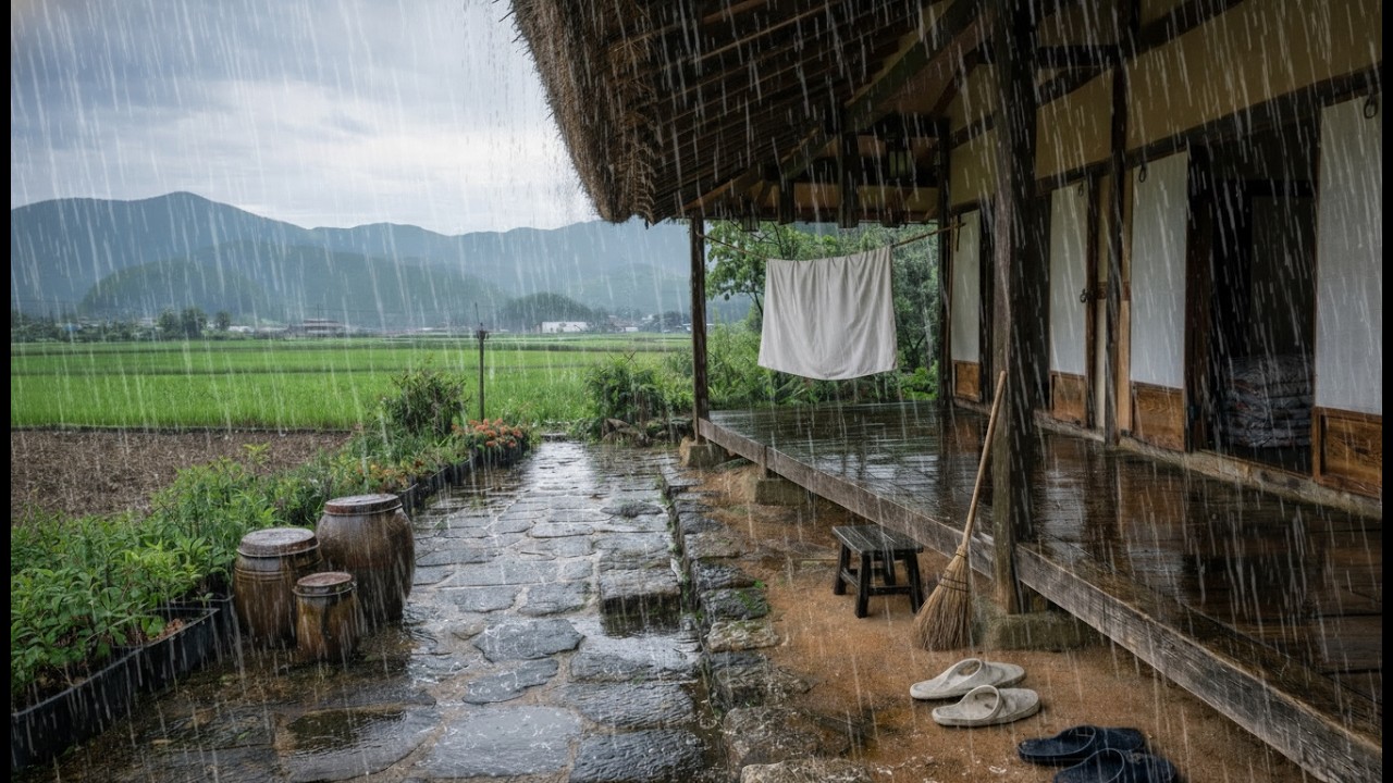 시골집 처마 빗소리 🌧 한적한 시골 풍경 | Deep Sleep Rain Sounds