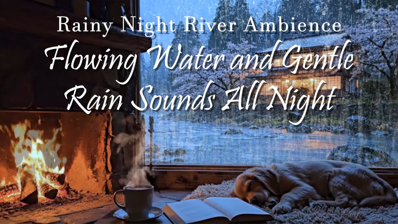 Rainy Night River Ambience | Flowing Water and Gentle Rain Sounds All Night