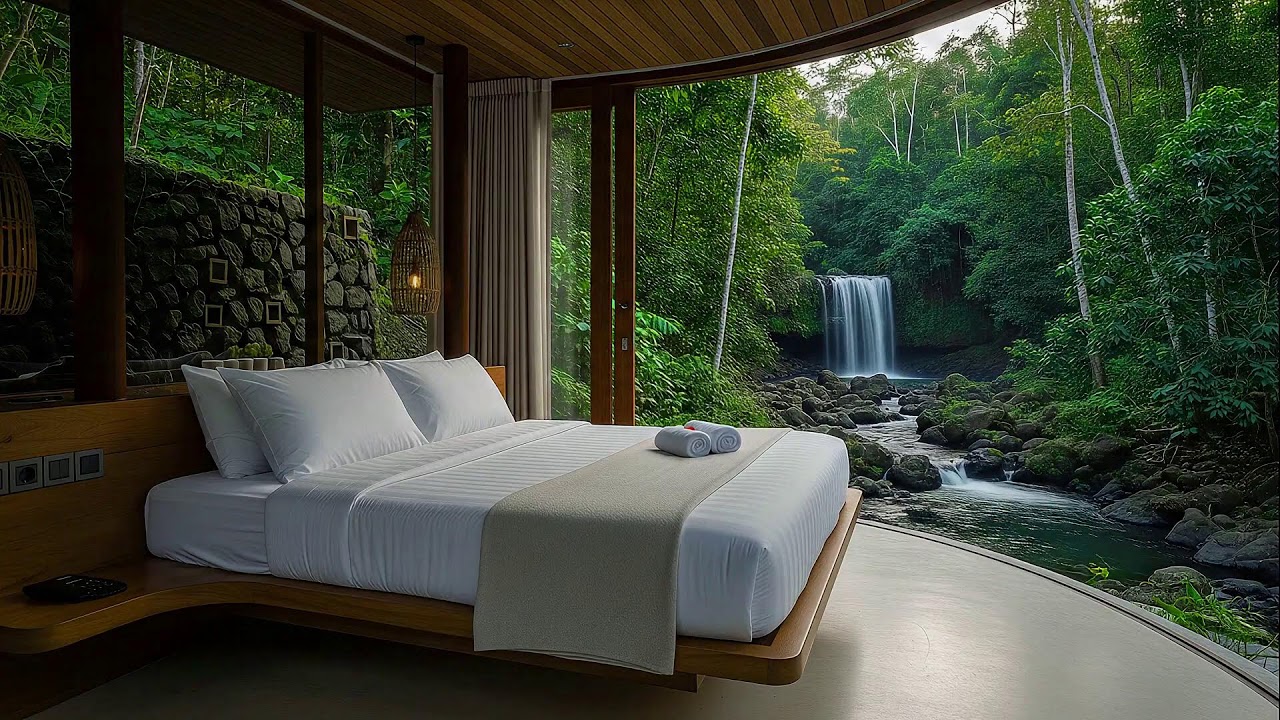 Flowing River Sounds for Night Relaxation | Deep Sleep Music and Soft Piano for Calm Mind