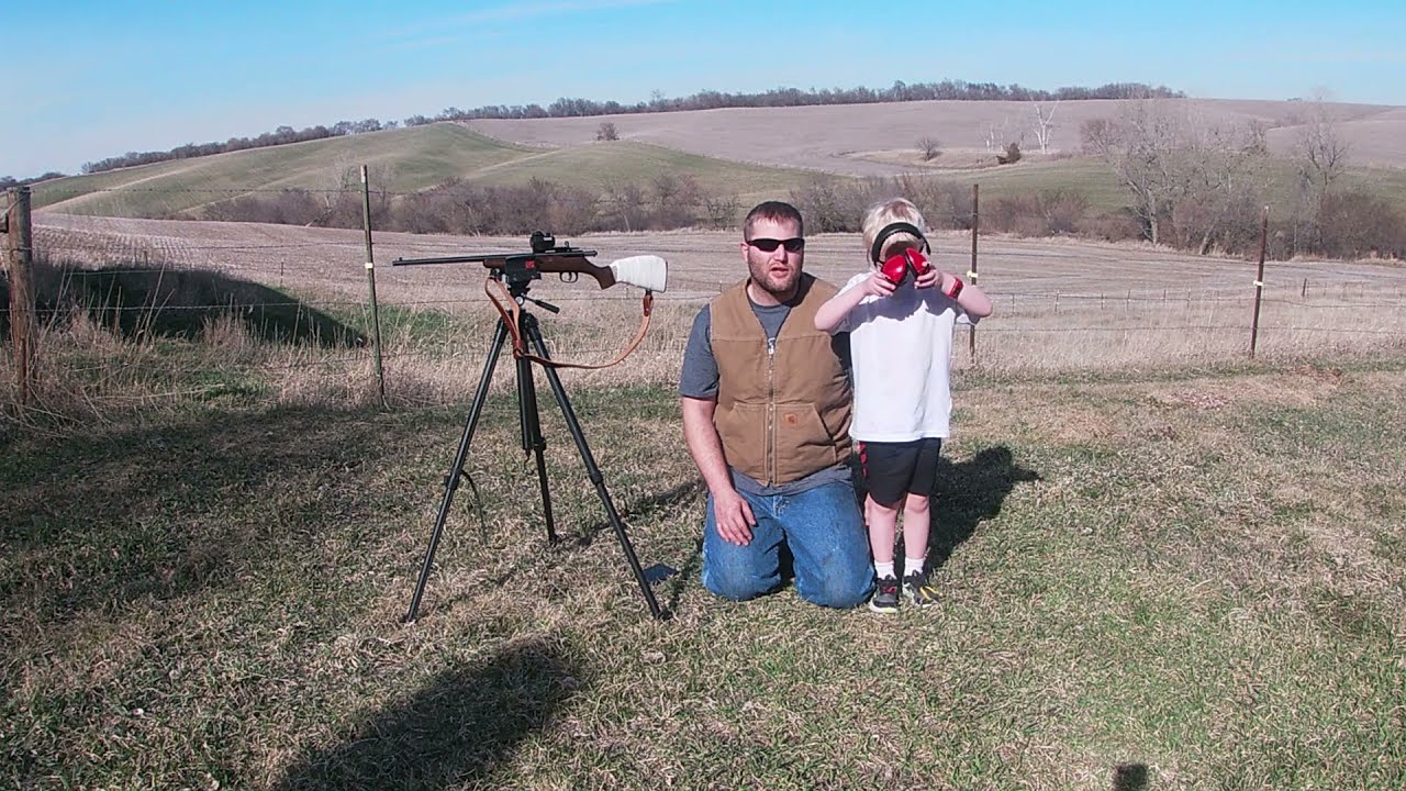 Video for the grandparents.  My 5 year old son shooting his Savage Rascal .22lr