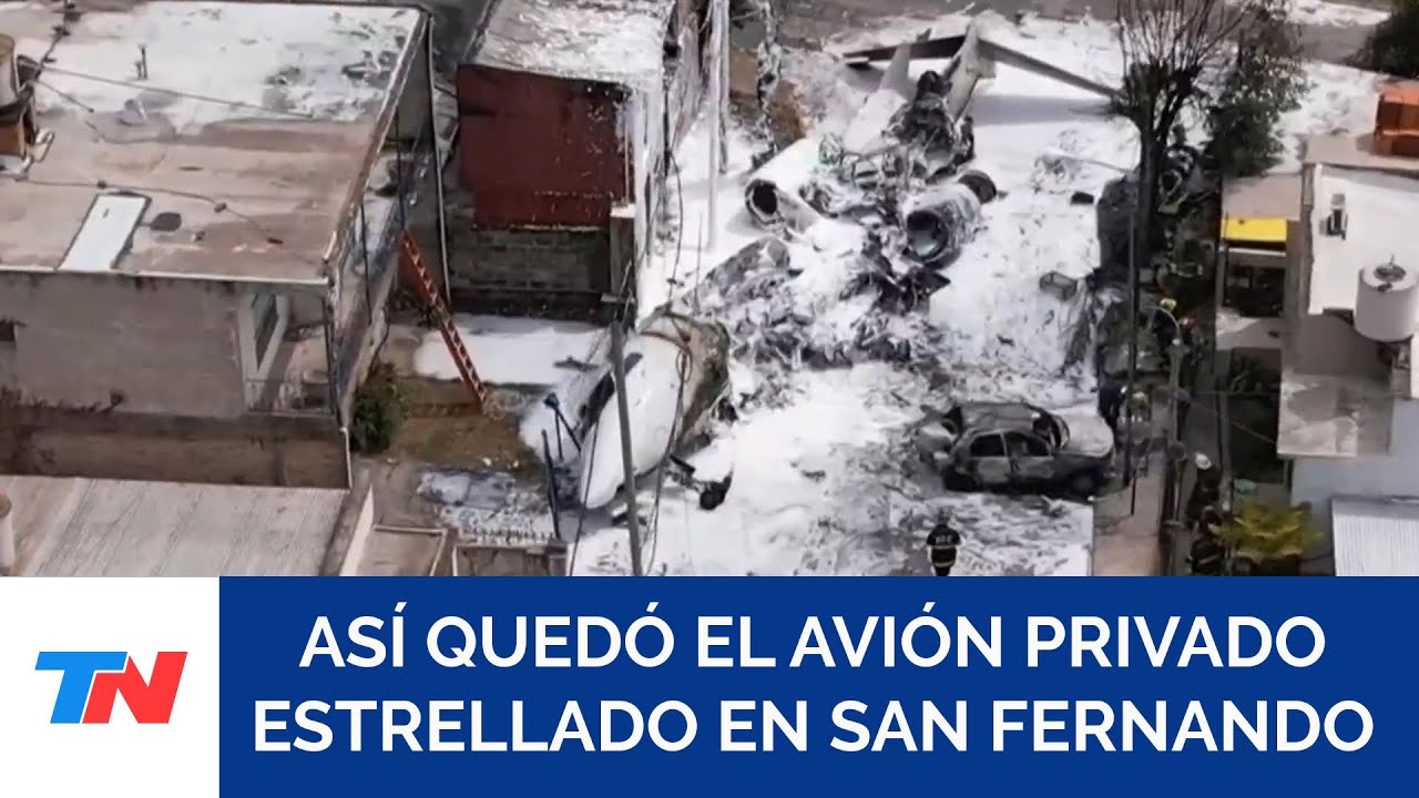 IMPACTANTE: así se partió el avión estrellado en San Fernando, en exclusiva desde el drone de TN