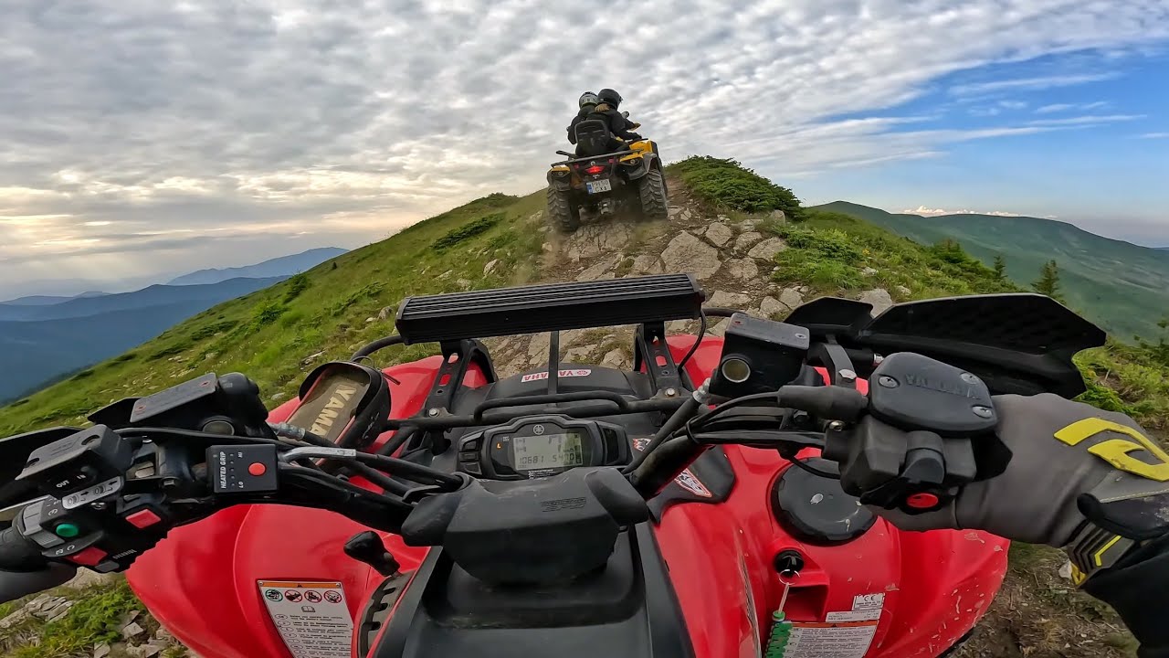 TRASEU DIFICIL pe muchia MUNTELUI *probleme la curea si evacuare x 8 ATV-uri*