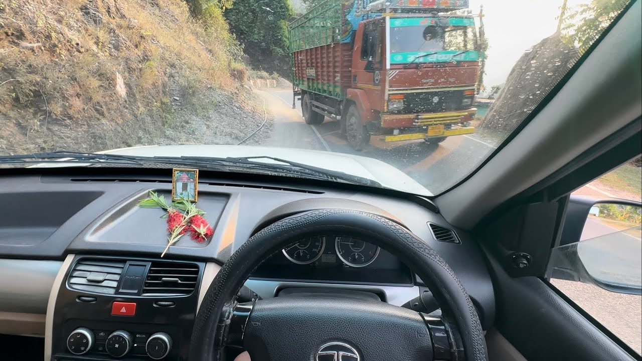 Tata safari strome car pov Drive in narrow hill  narrow road 