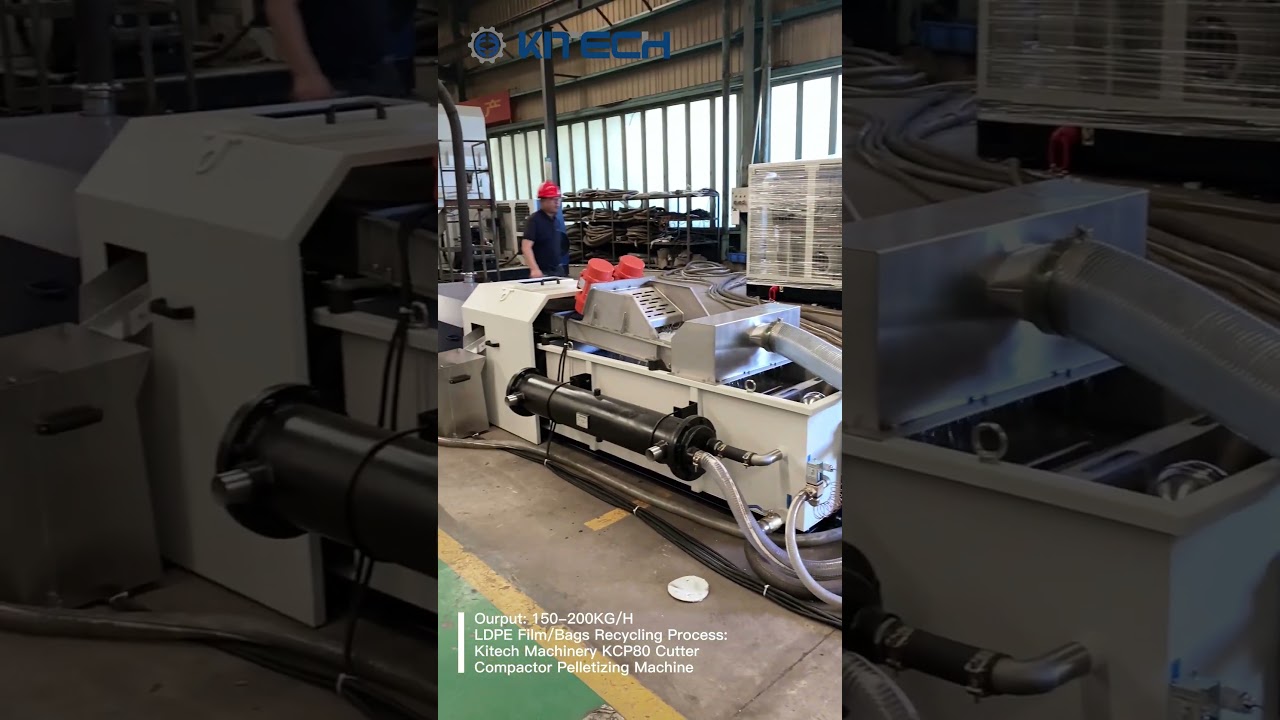150-200 KG/H LDPE Film Pelletizing Solution: KiTech KCP80 Cutter-Compactor Pelletizer#pelletizing
