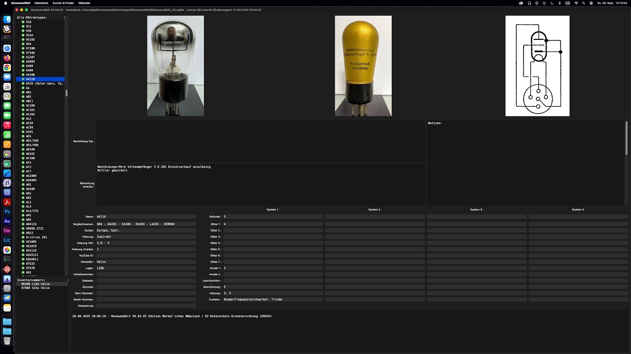 Detailbilder der Röhren A4110 (Valvo) REN804 REN904 Spez F (Telefunken)