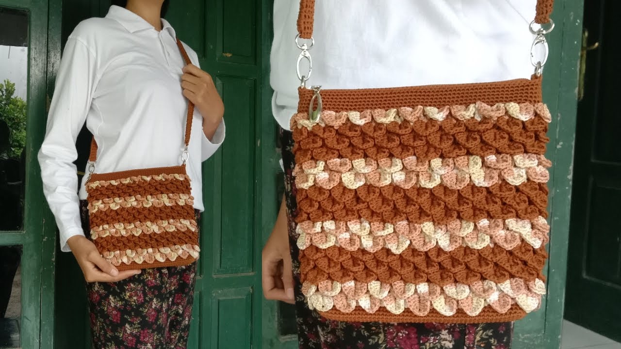 Tas Rajut Simpel dan Elegan dengan Motif Crocodile 🐊 | Crochet Sling Bag for Beginner