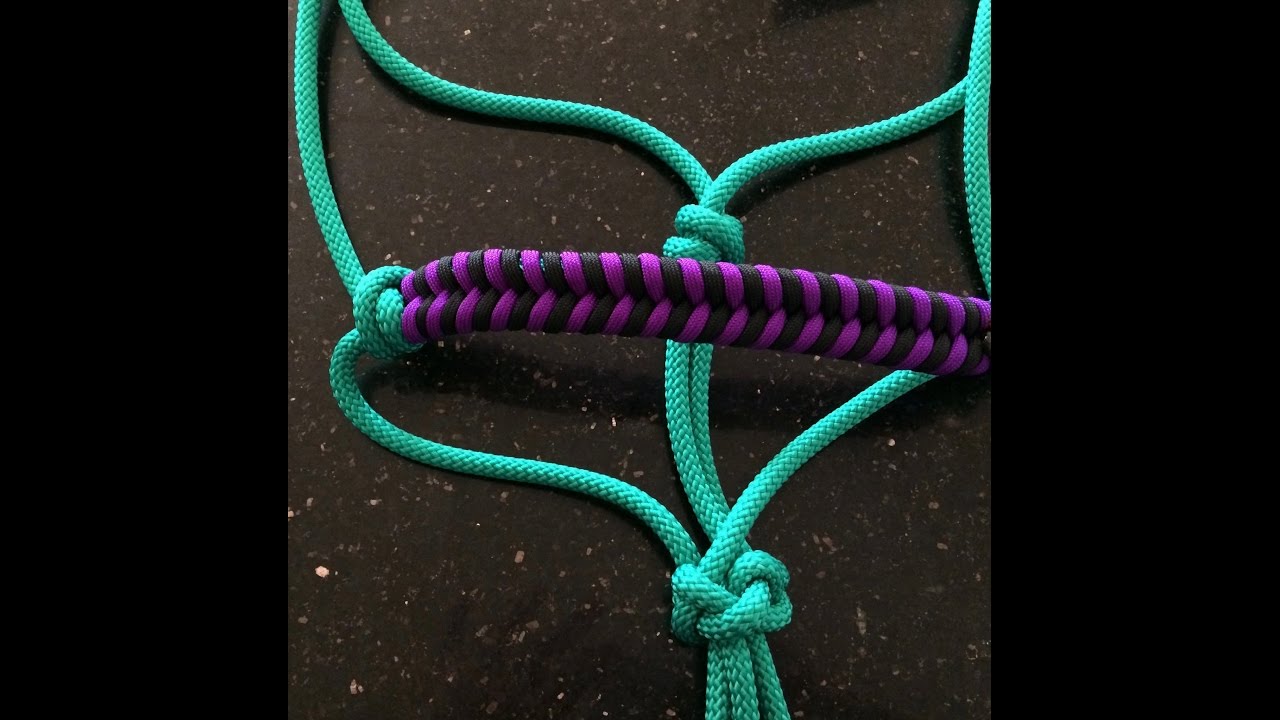 2 Paracord horse halter nosebands - 2 different simple weave (fishtail) nosebands.