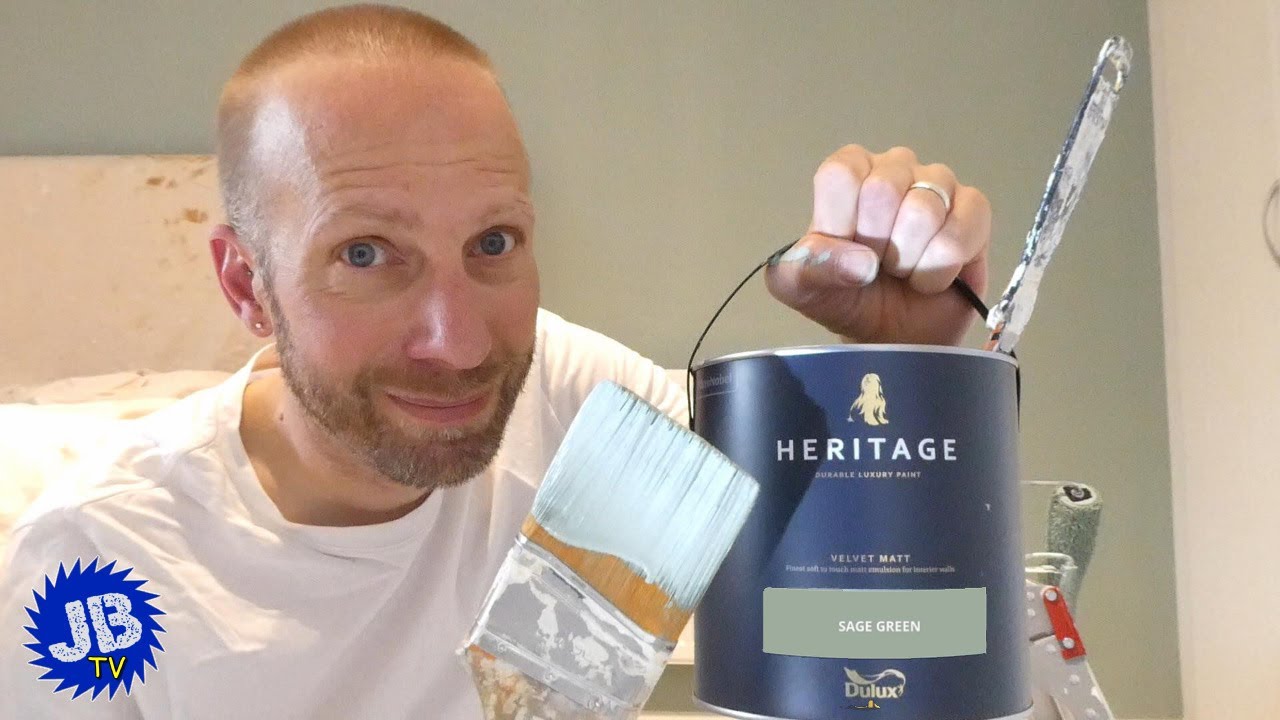Painting with Dulux Heritage Velvet Matt Paint - Feature Wall in Sage Green