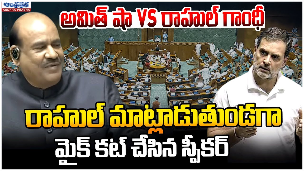రాహుల్ గాంధీ స్పీచ్ మధ్యలో మైక్ కట్.. | Parliament Controversy: Rahul Gandhi Mic Turned Off