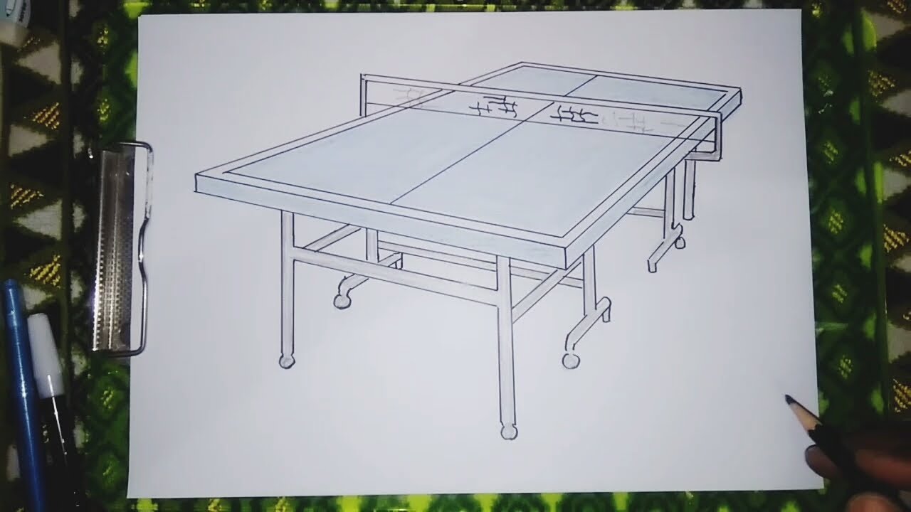 Menggambar lapangan tenis meja/ pingpong yang mudah tapi bagus hasilnya