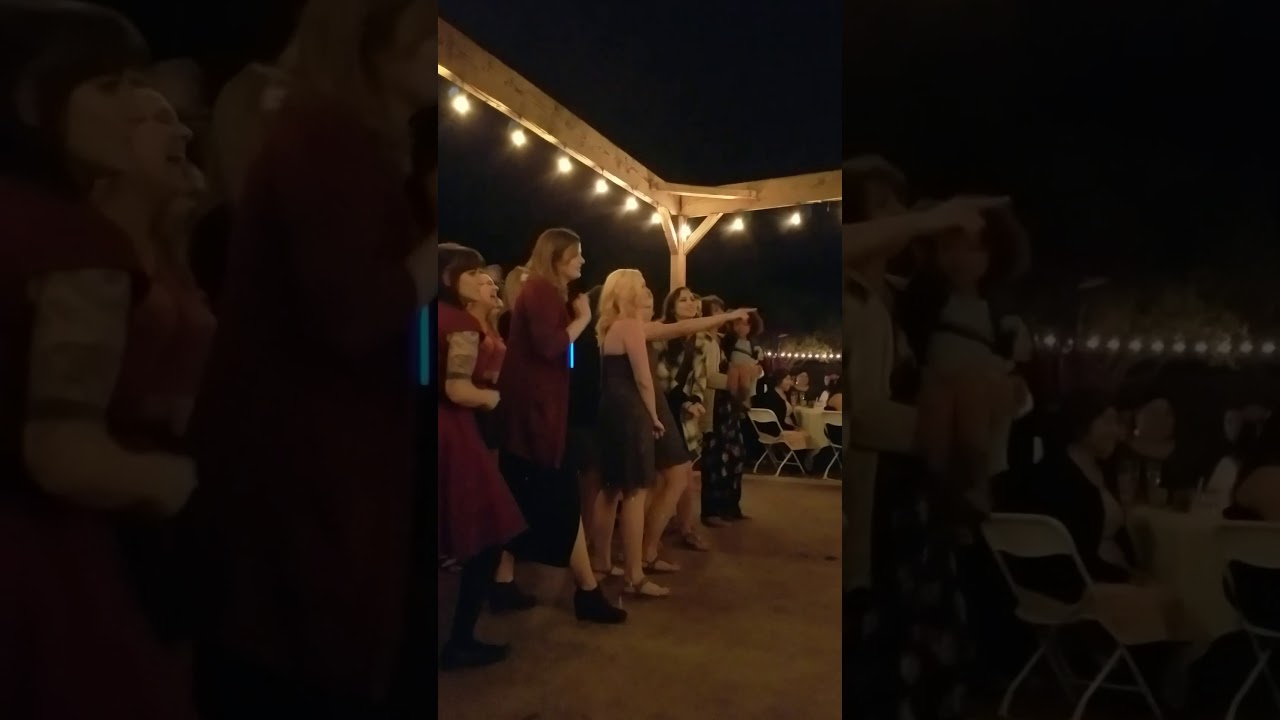 Surprise proposal Engagement bouquet toss
