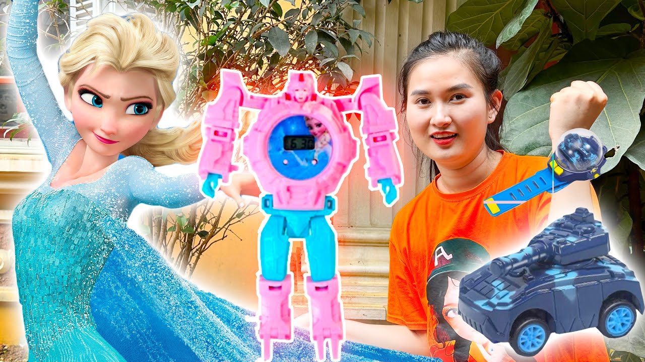 Cam Cam review đồng hồ robot biến hình công chúa elsa, đồng hồ xe tăng điều khiển từ xa - Cam Cam TV