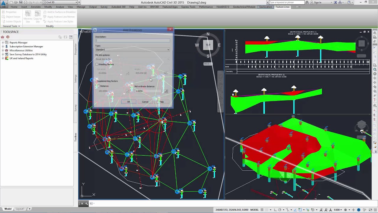 AutoCAD Geology Lenses using HoleBASE SI Extension for AutoCAD Civil 3D