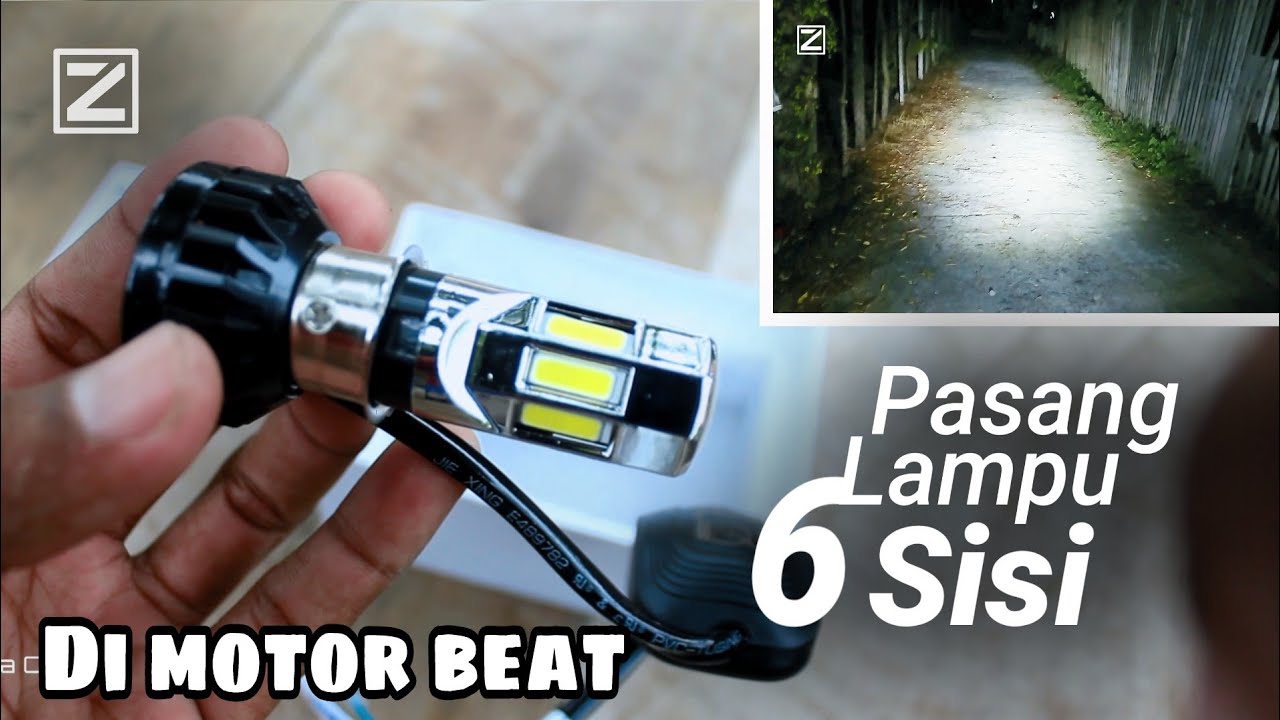 Tes pakai lampu led 6 sisi di motor beat | Cara pasang lampu 6 sisi