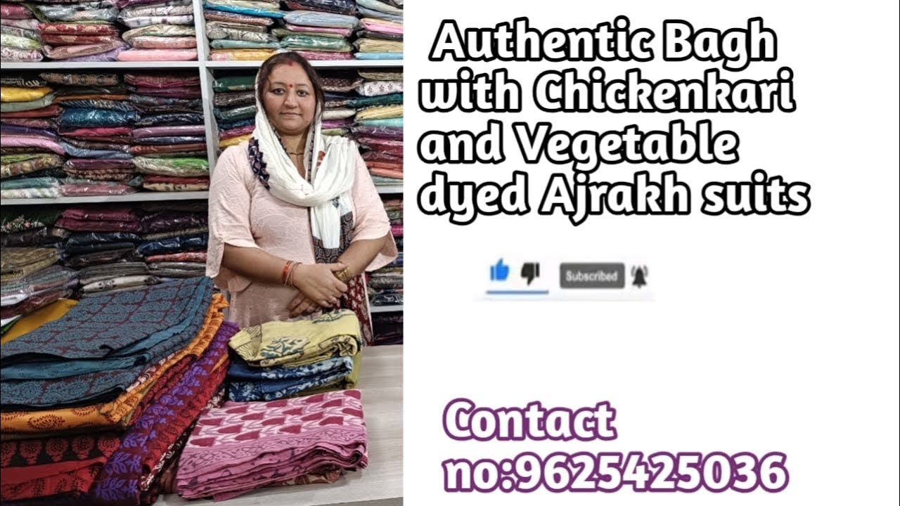 Authentic Bagh With Chickenkari And Vegetable Dyed Ajrakh Suits