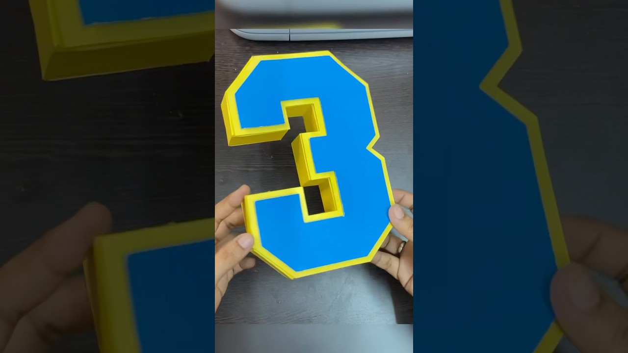 3d number three diy with cardstocks. Birthday decoration numbers and names