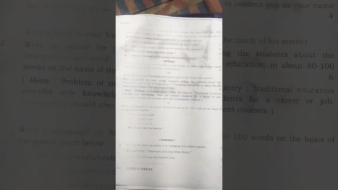 second part of pre board examination 2025/26 class 10th english