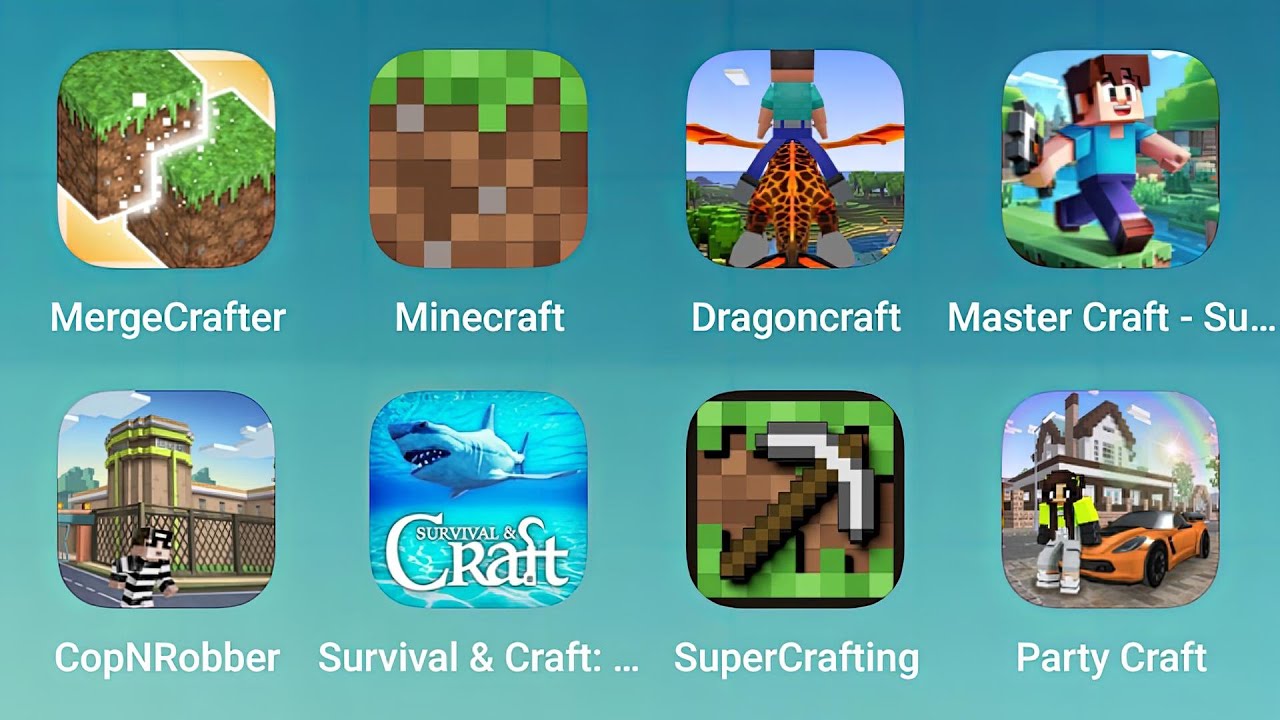 MergeCrafter, Minecraft, Dragoncraft, Master Craft, CopNRobber, Survival & Craft, SuperCrafting