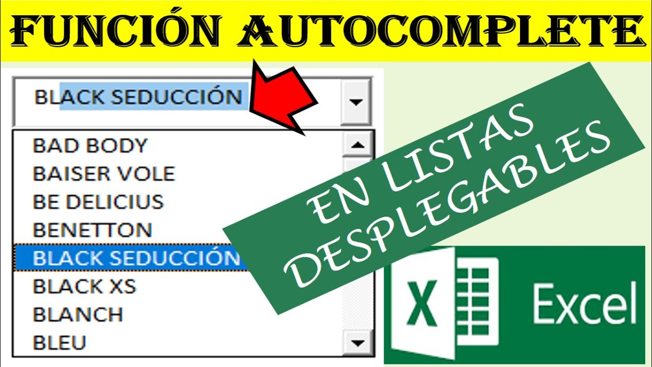 FUNCION AUTOCOMPLETE EN UNA LISTA DESPLEGABLE - EXCEL