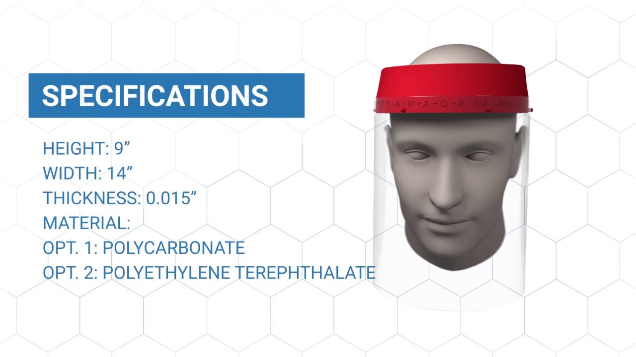 Canadian Made Face Shield - Dent-X Canada FSG2020 - Personal Protective Gear- Covid19 Medical Safety