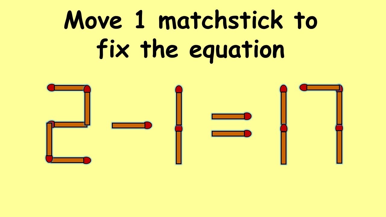 2-1=17 turn this wrong equation into correct | Match stick puzzle #342 | Puzzles with Answer