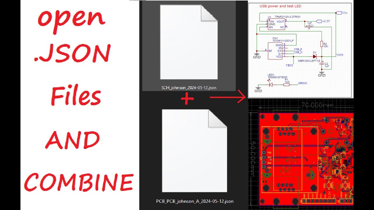 How to open EasyEDA Source (.JSON) files and combine PCB and  SCH files.