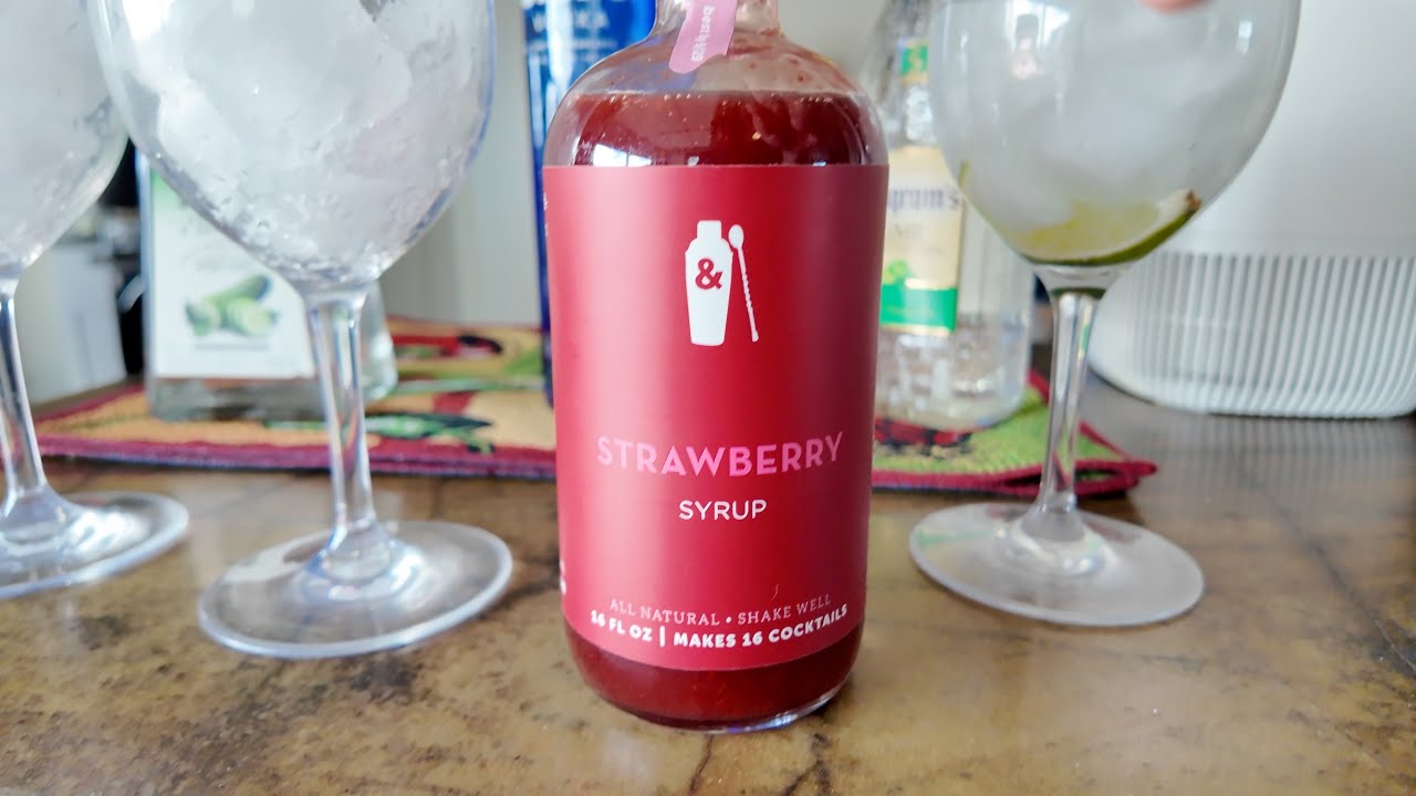 Shaker & Spoon Strawberry Syrup, 16oz Cocktail Syrup for Craft Cocktails, Mocktails