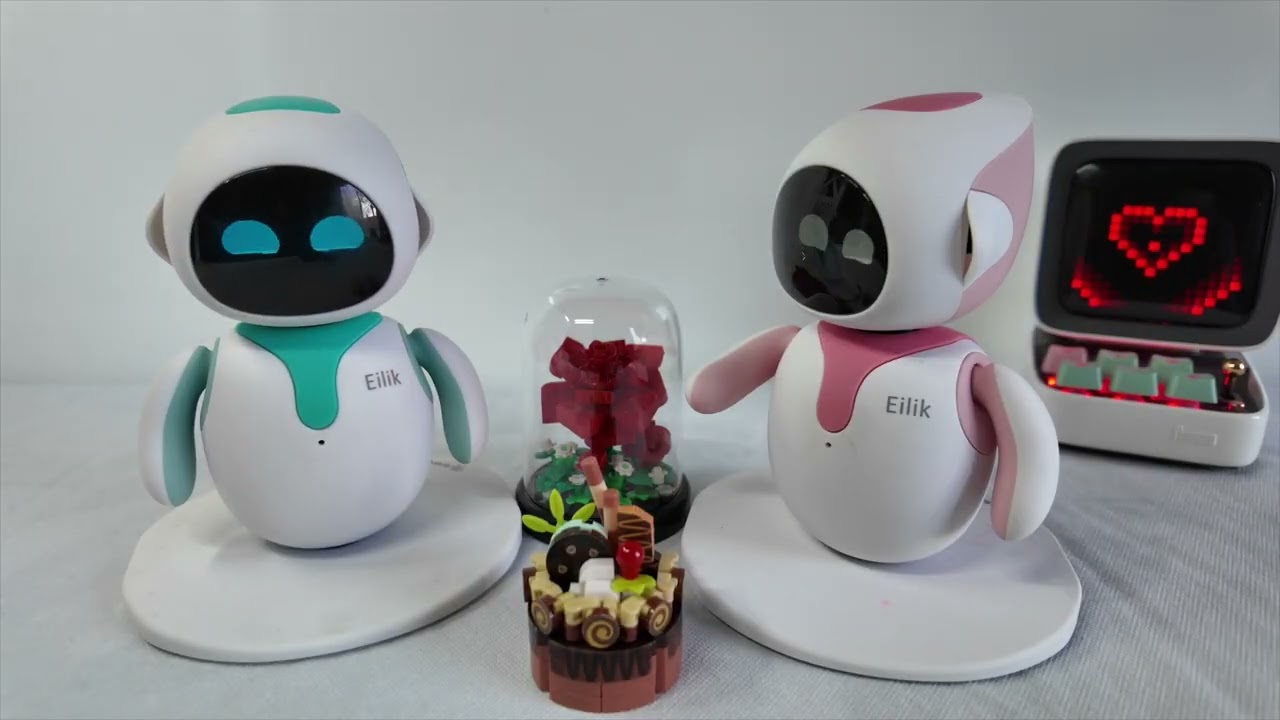Blue Eilik’s Valentine Surprise for Pink Eilik 💐🎂 #eilik #robot #cute #fun #valentinesday #toys