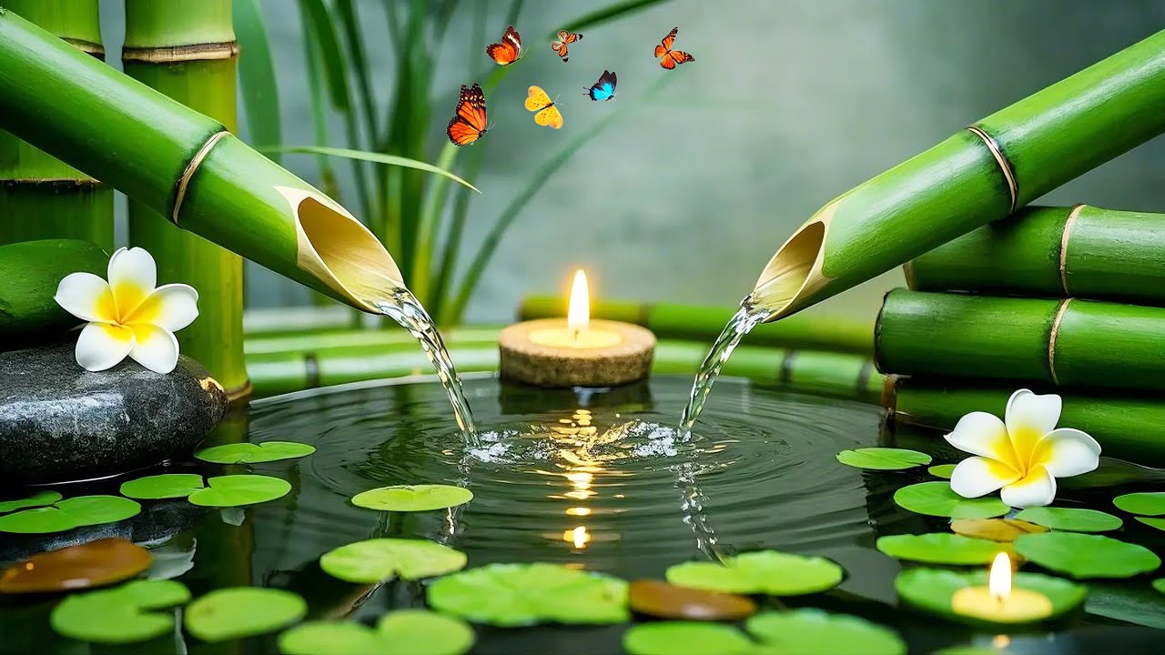 Relaxing Sleep Music with Bamboo Water Sounds 🌿 Deep Sleep, Meditation, Stress Relief, Nature Sounds