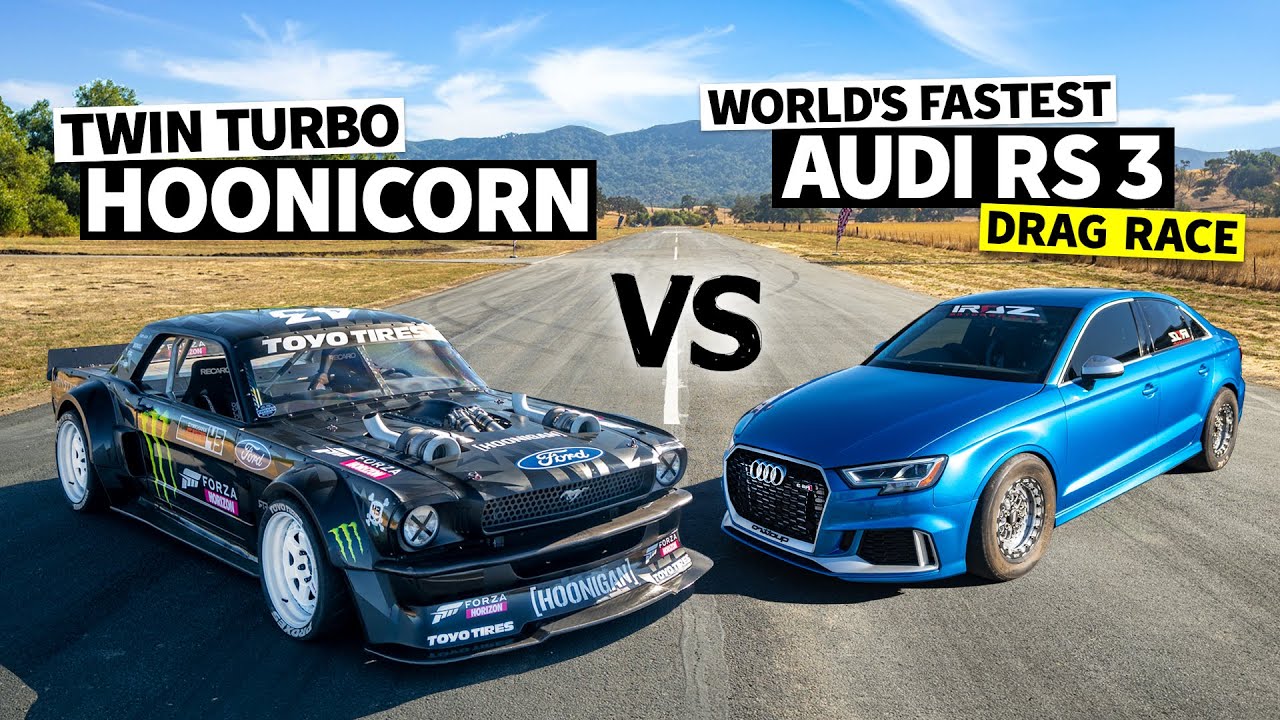 8-секундный полноприводный Audi RS 3 против 1400-сильного полноприводного Ford Mustang Hoonicorn ...