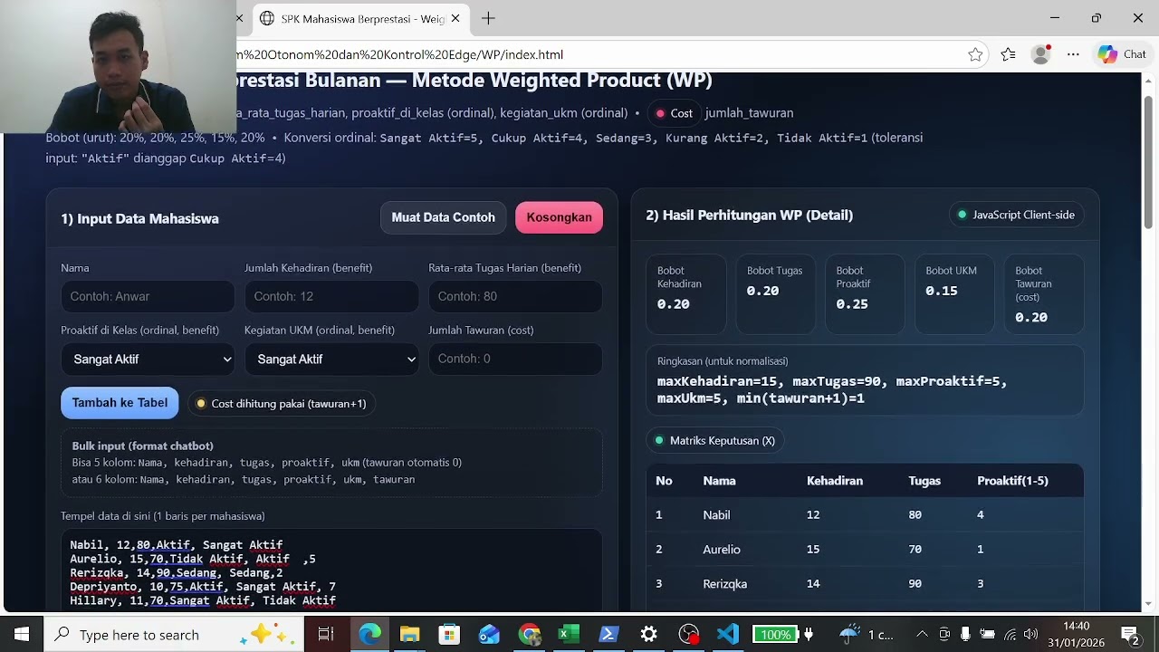 3. Buat tutorial cara kerja Algoritma WP