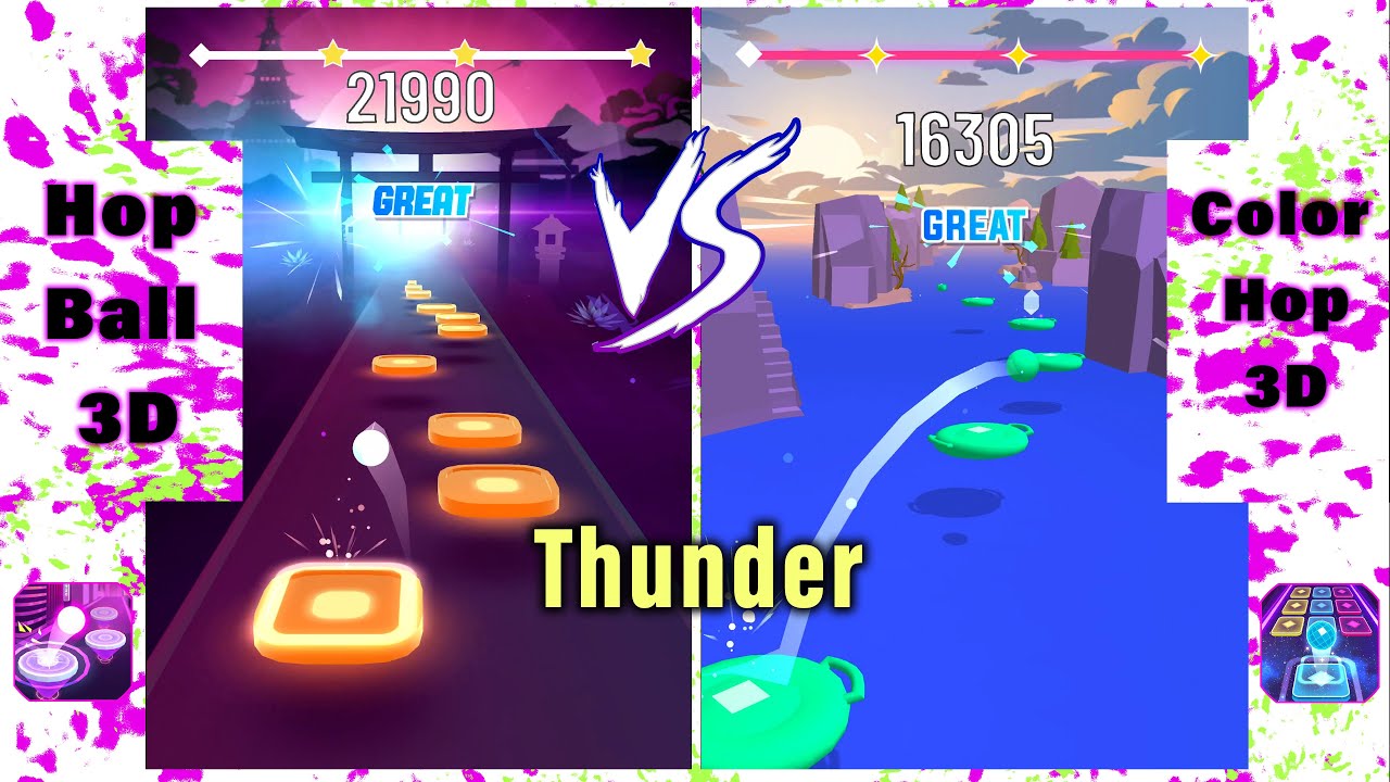 Color Hop 3D VS Ball Hop 3D ( Thunder )